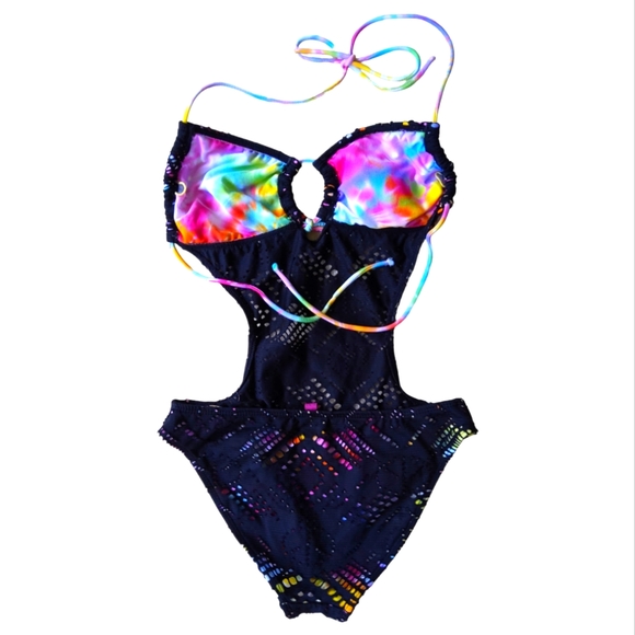 Rare find! OP black mesh 1 piece bikini - Picture 2 of 2